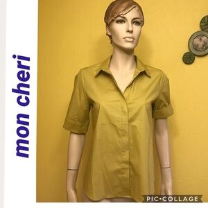 Women's Button Down Short Sleeve Shirt‎ byMON CHERI